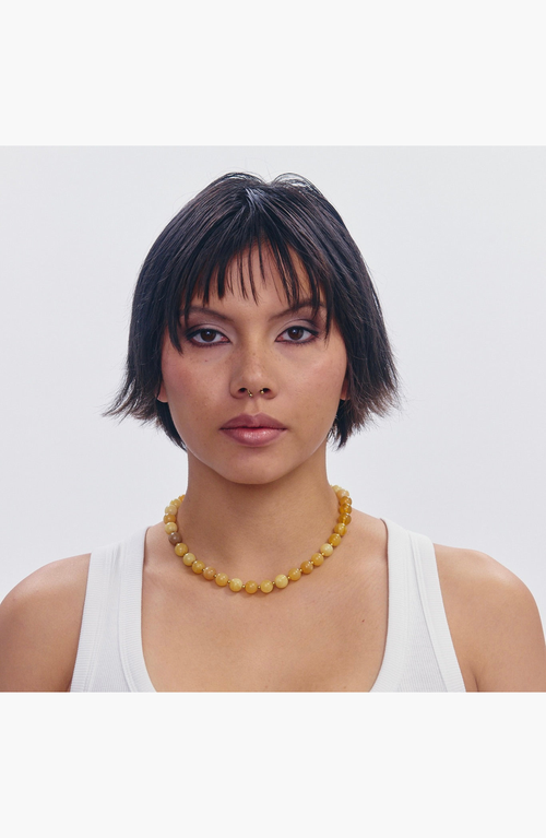 Shop Spicy Dan Sonny Smooth Yellow Opal Gold Plated Necklace In Gold