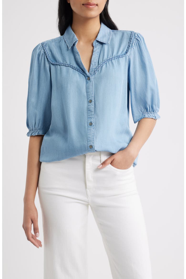 Indira Denim Shirt, Main, color, LIGHT WASH