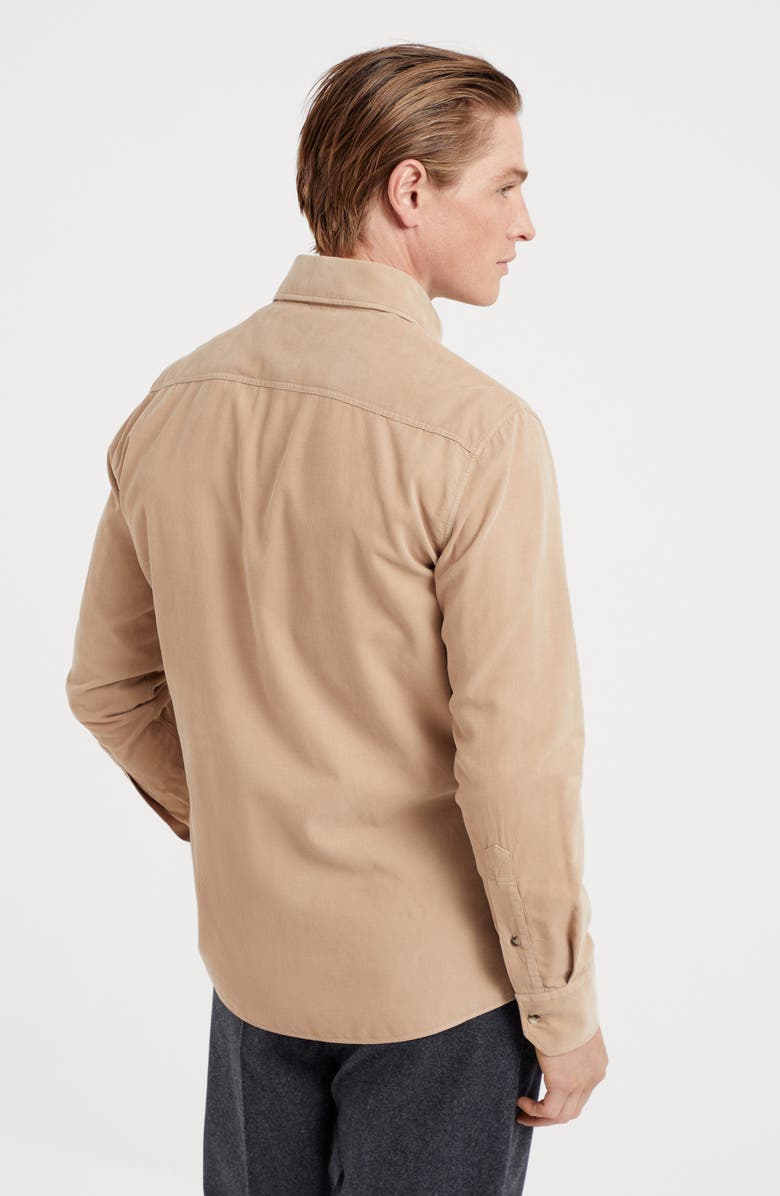 Brunello Cucinelli Garment-dyed narrow wale corduroy shirt with snap buttons, Alternate, color, 