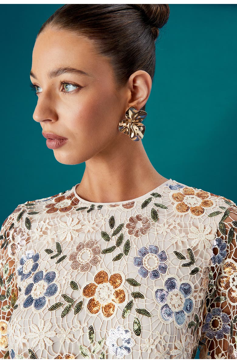 Coast Muse Embellished Flare Sleeve Mini Dress, Alternate, color, 