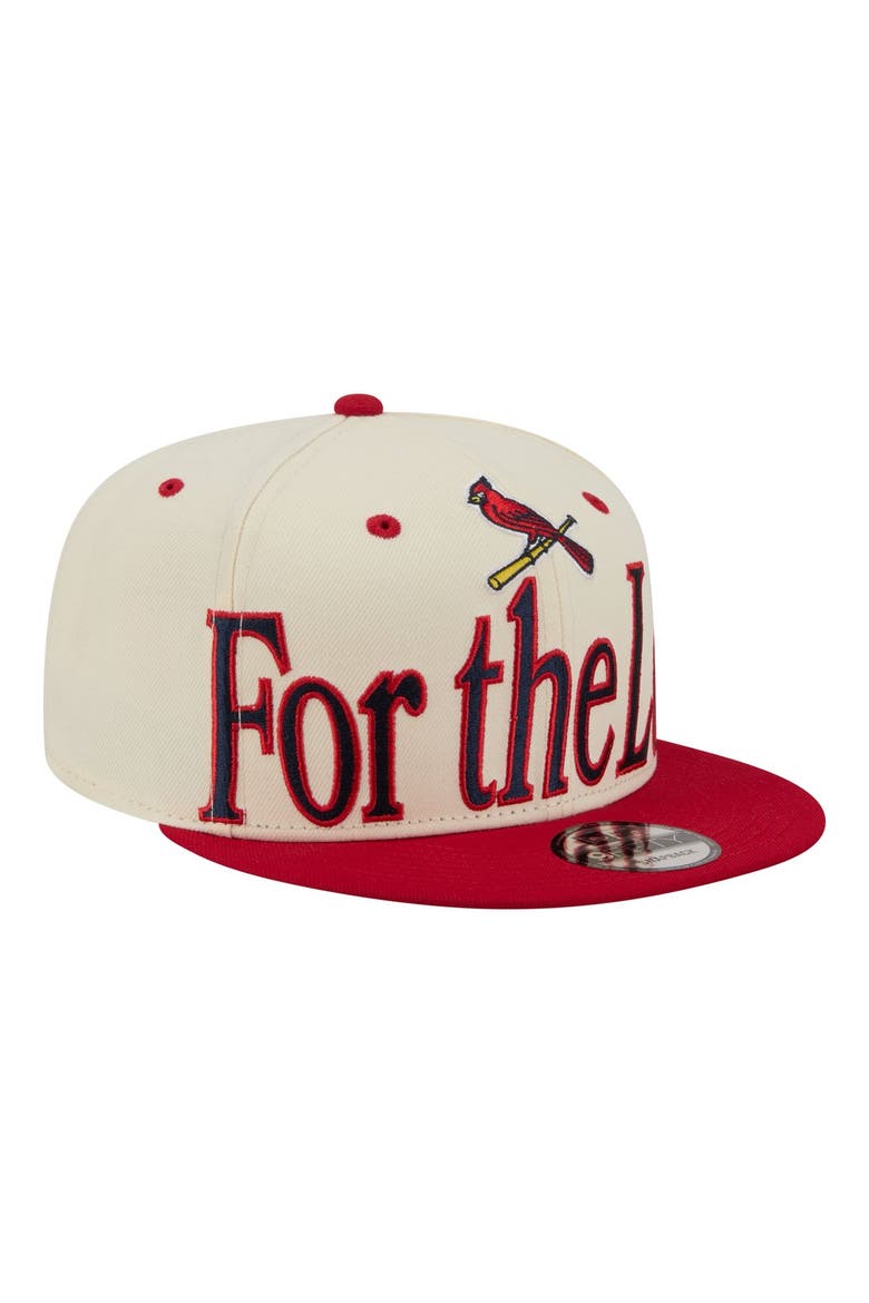 Men's New Era Cream St. Louis Cardinals Oversized Slogan 9FIFTY Snapback Hat, Main, color, Cream
