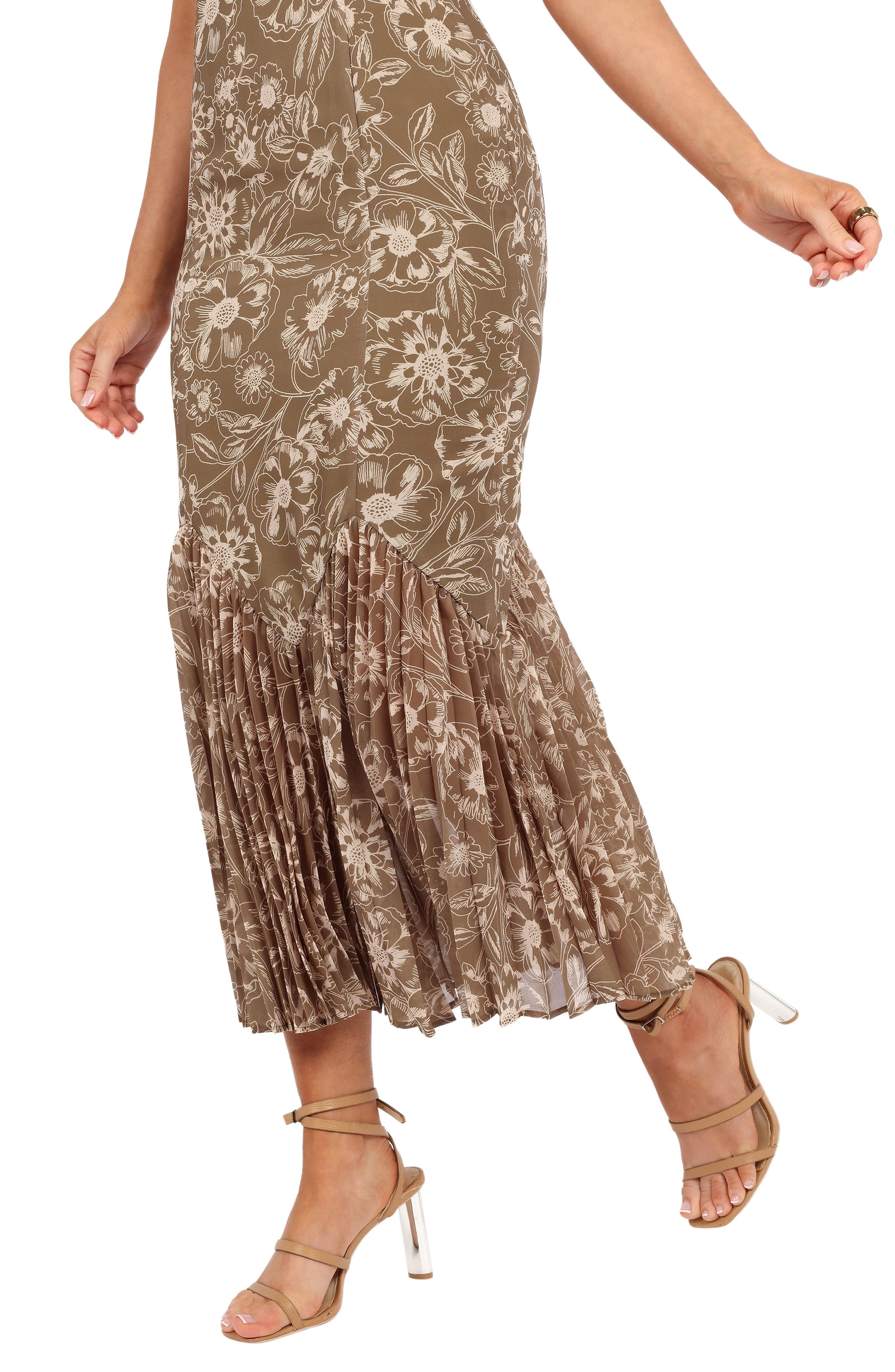 ashton ruffle midi dress PRETTY LAVISH abstract floral print Ashton Ruffle Midi Dress for Women