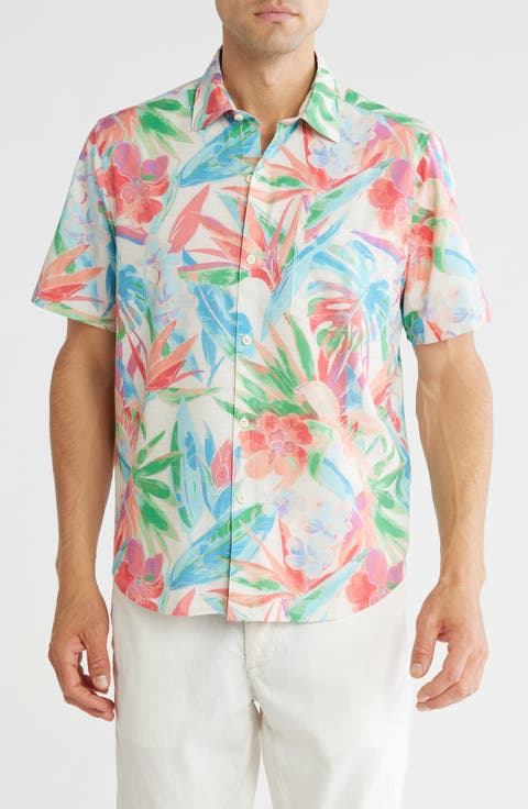Bahama Coast Jungle Haven Floral IslandZone® Short Sleeve Button-Up Shirt