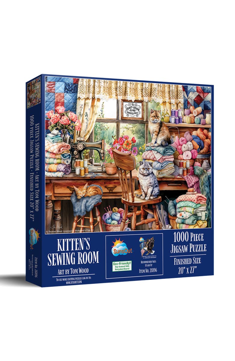 Sunsout Kittens Sewing Room 1000 piece Jigsaw Puzzle for Adults, Main, color, Multicolor