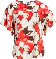 Anne Klein Floral Print Flutter Sleeve Top