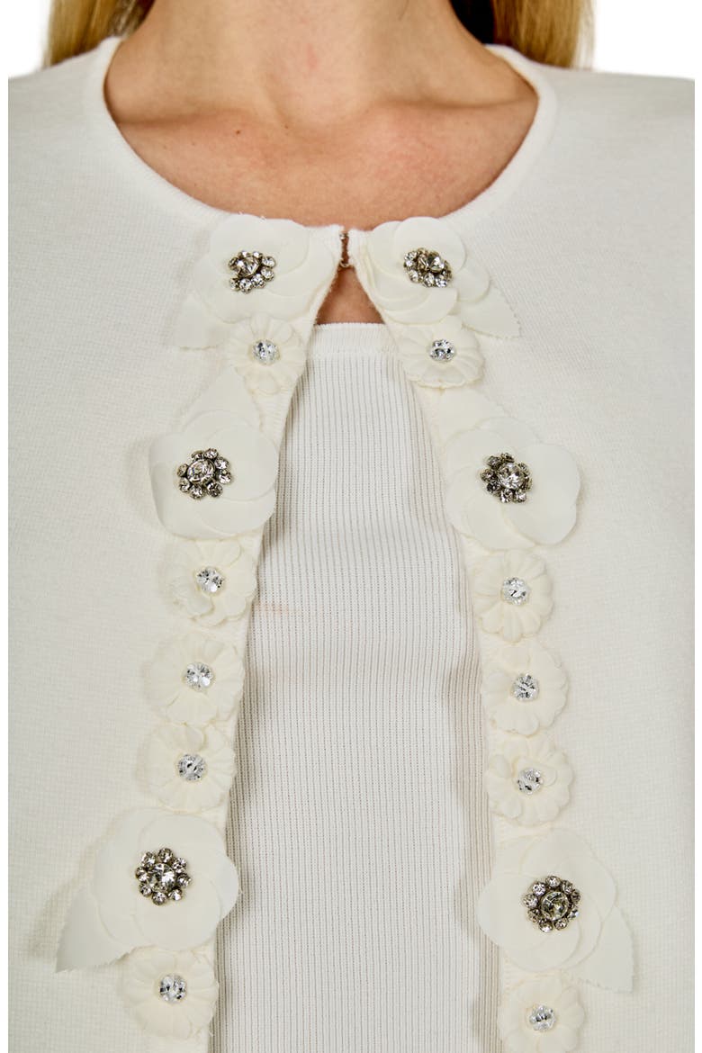 Embellished Floral Appliqué Cardigan, Alternate, color, OFF WHITE