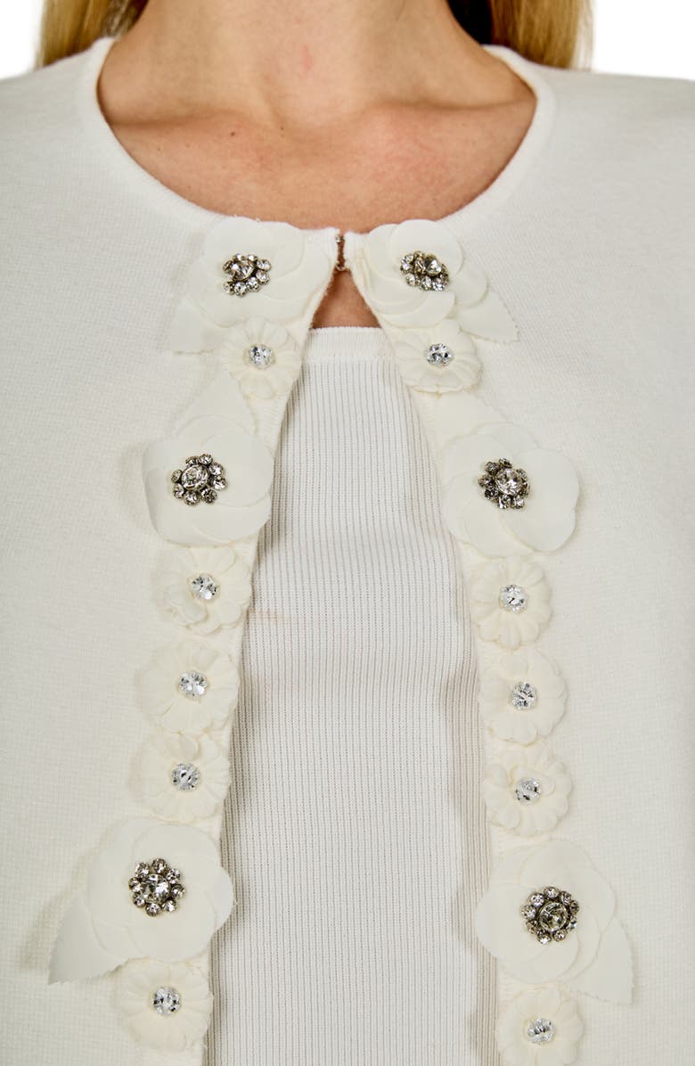 Endless Rose Embellished Floral Appliqué Cardigan, Alternate, color, Off White