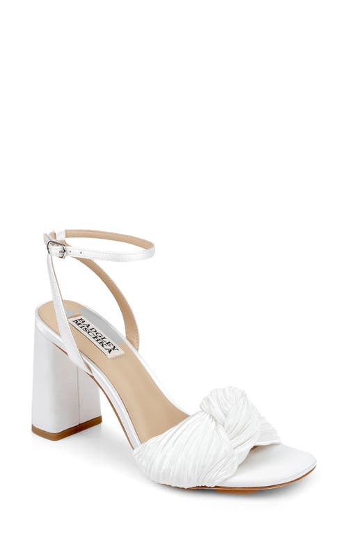 Shop Badgley Mischka Collection Dafne Ankle Strap Sandal In White Satin