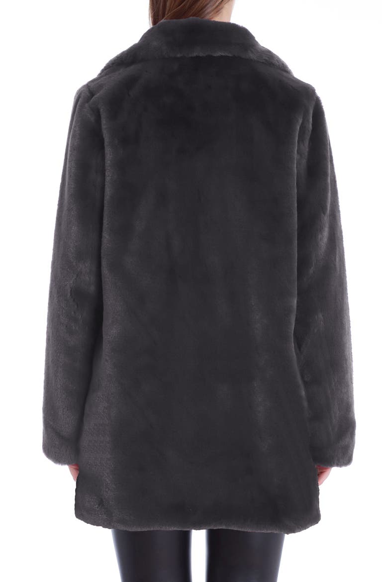 Faux Fur Notched Collar Coat, Alternate, color, GRAPHITE