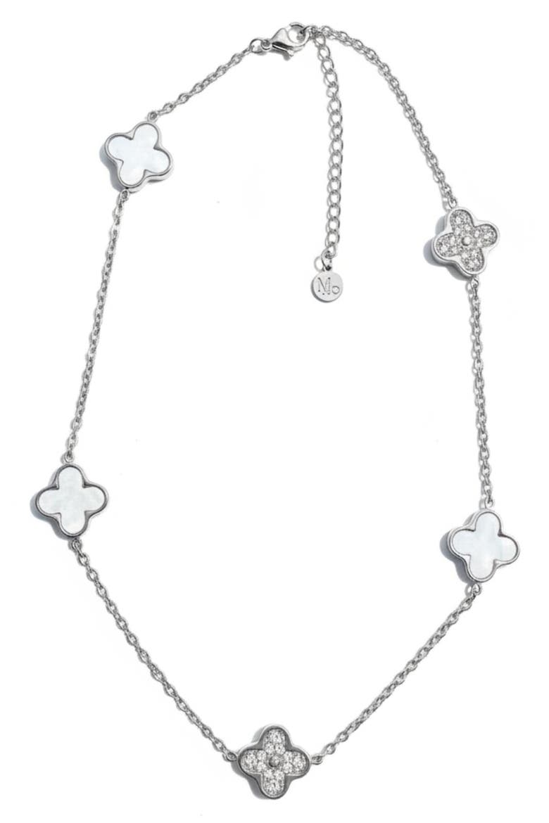 Multi Charm Station Necklace, Main, color, SILVER
