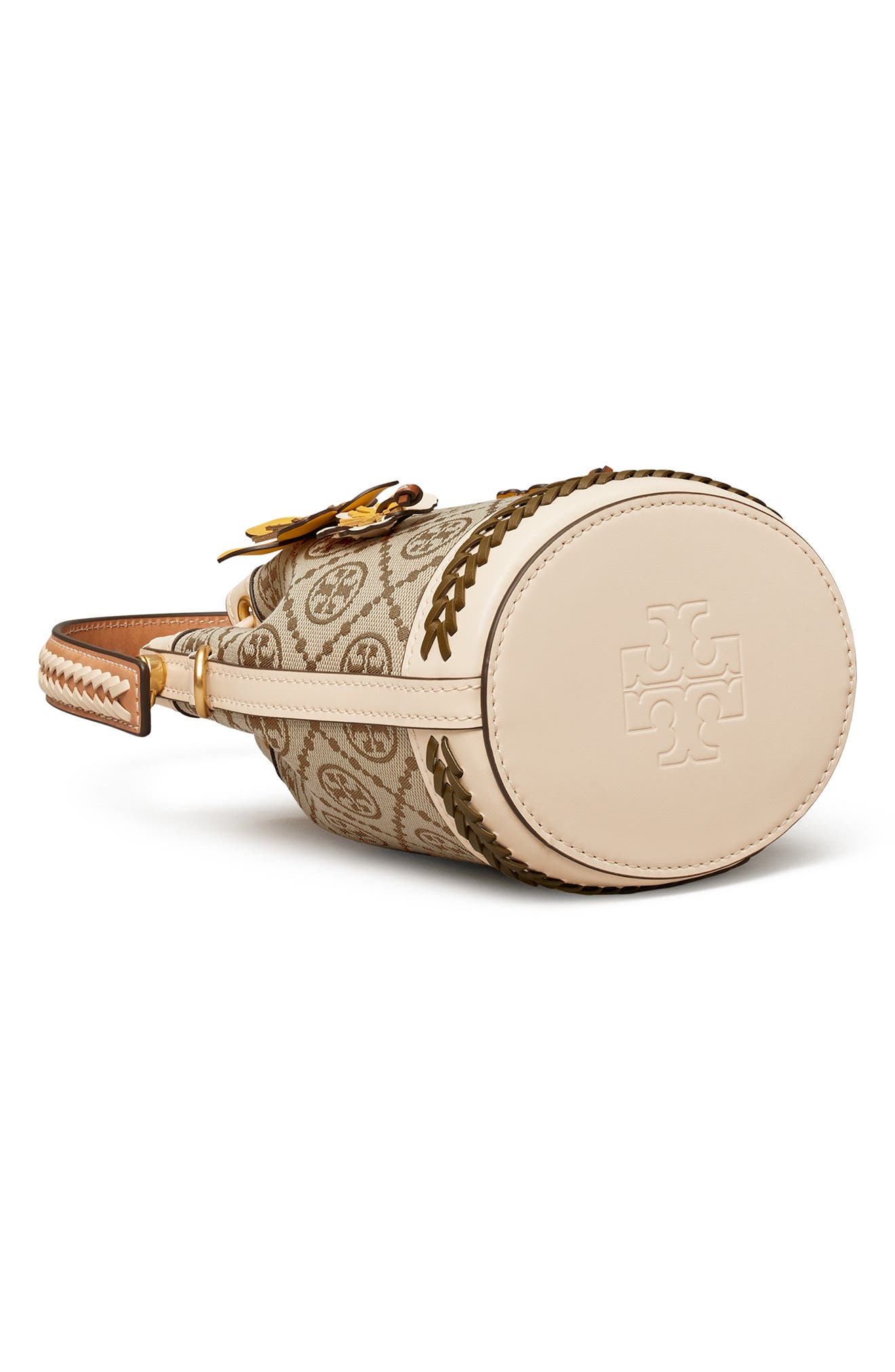 Tory Burch Mini T Monogram Floral Bucket Bag, Alternate, color, 