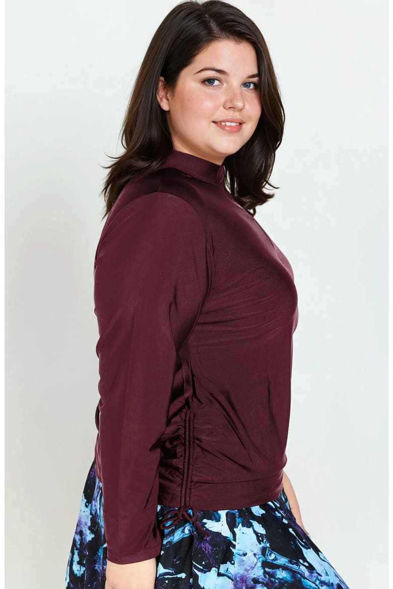 Plus Size Half-Zip Nora Swim Top, Alternate, color, Wine