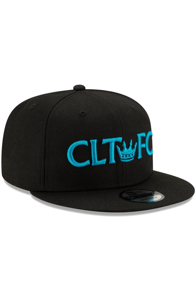 New Era Men's New Era Black Charlotte FC Crown 9FIFTY Snapback Hat, Alternate, color,
