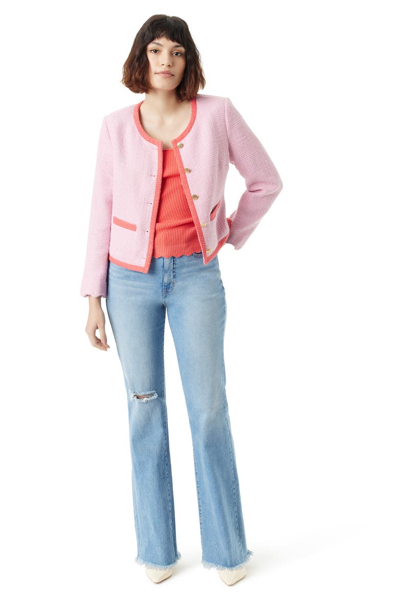 Ramona Collarless Bracelet Sleeve Tweed Blazer, Alternate, color, SWEET LILAC