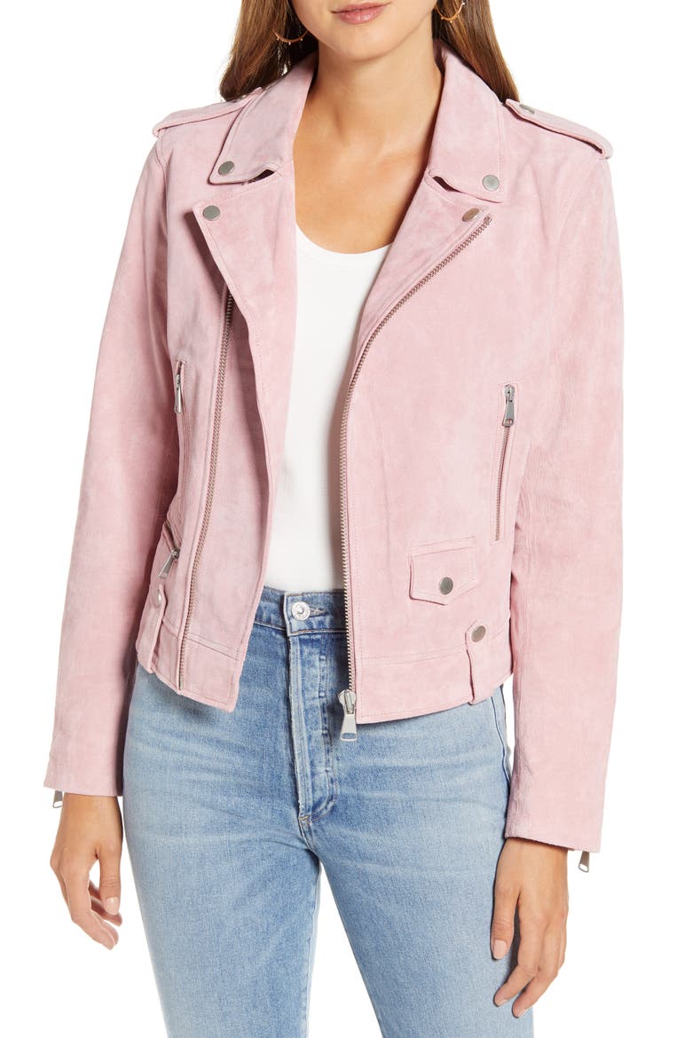 Suede Moto Jacket, Alternate, color, BLUSH