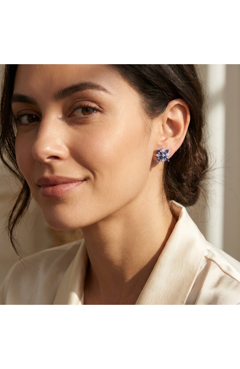 Bliss Diamond .60Ct Petal Marquise Blue Sapphire Diamond Studs Earrings Gold Lab Grown, Alternate, color, 14K White Gold