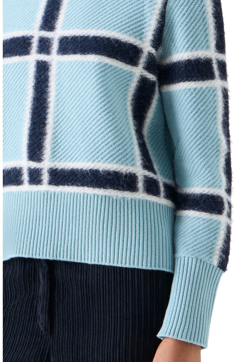 Intarsia Plaid Wool & Cashmere Sweater, Alternate, color, LIGHT BLUE-CREAM-NAVY