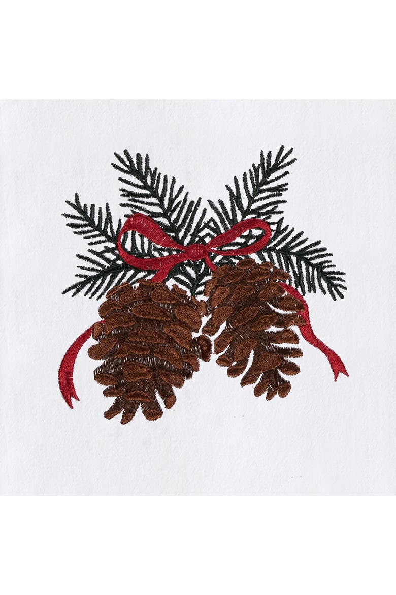 Pinecones & Bow Christmas Towel, Alternate, color, Brown