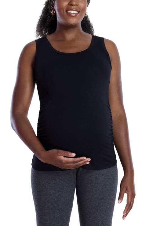 Scoop Neck Side-Ruched Maternity Tank Top
