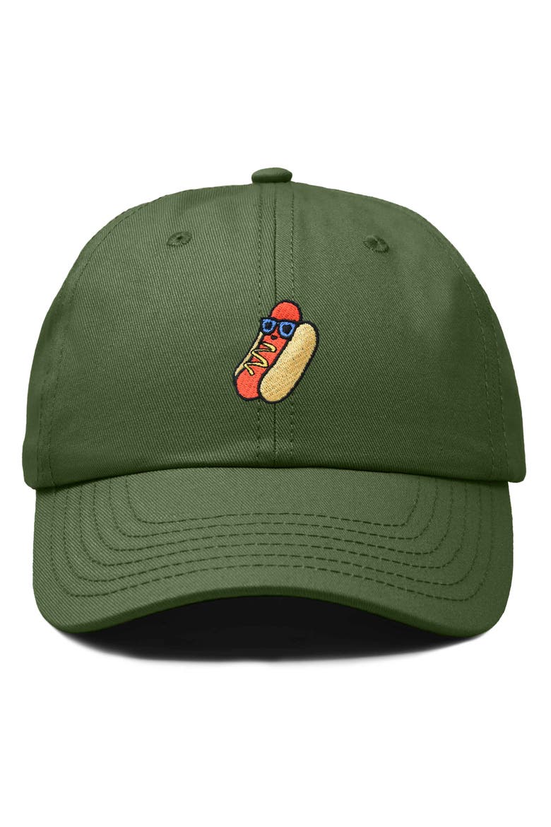 Dog Days Embroidered Casual Cap, Main, color, Olive