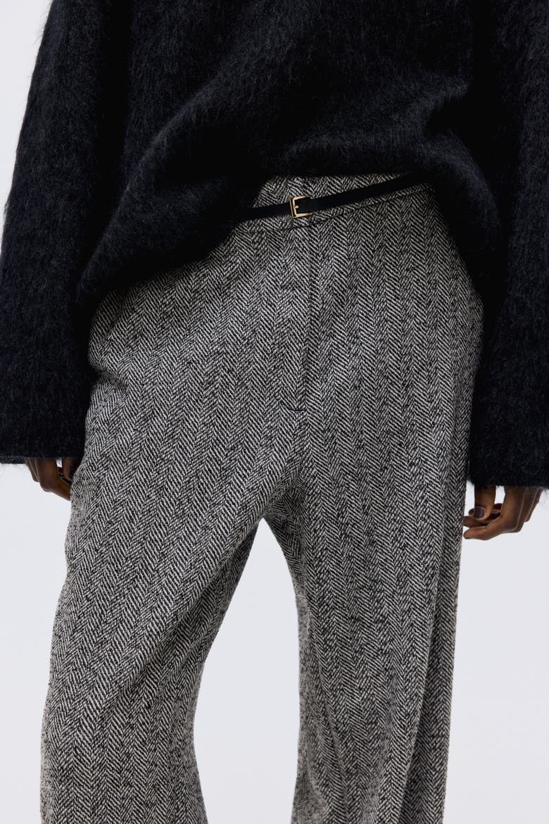 Tailored Trousers, Alternate, color, Gray/herringbone-patterned