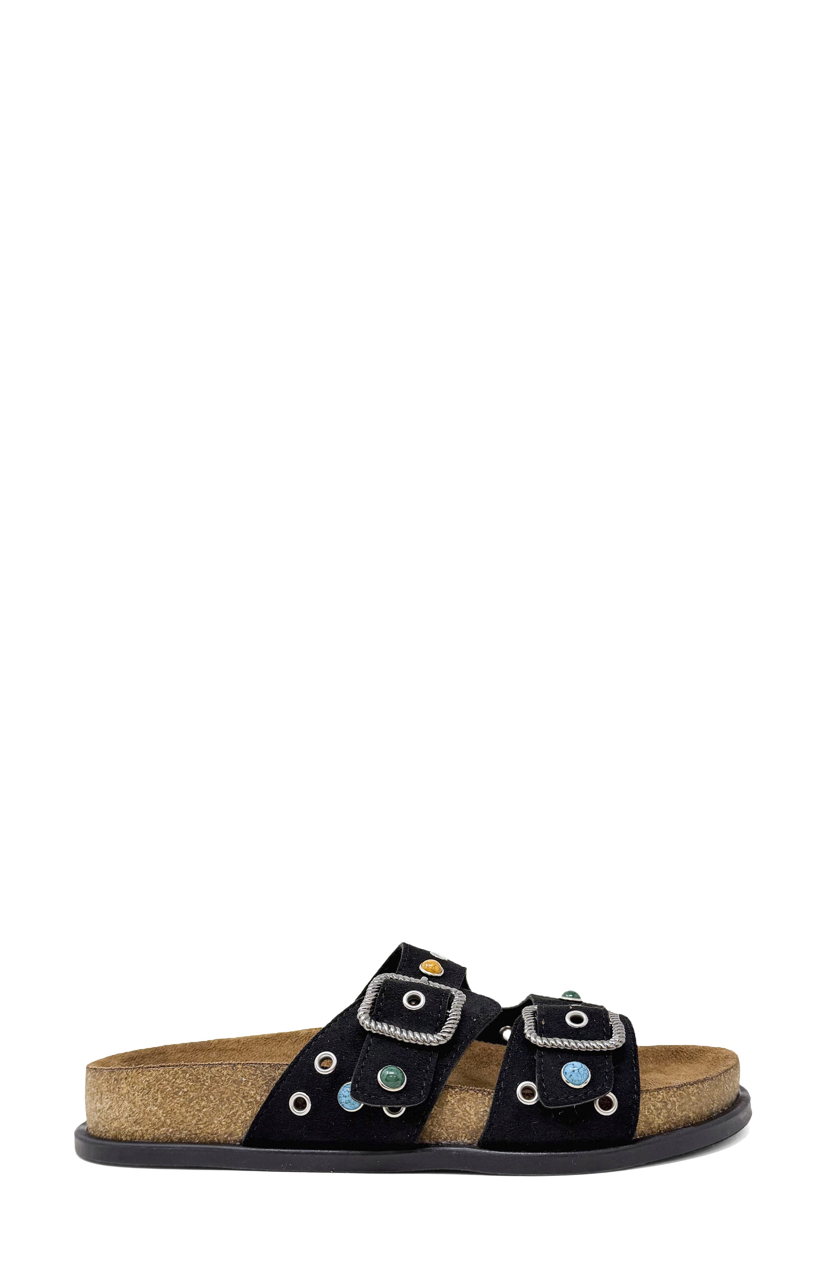 SHUSHOP Bloom Slide Sandal, Alternate, color, Black