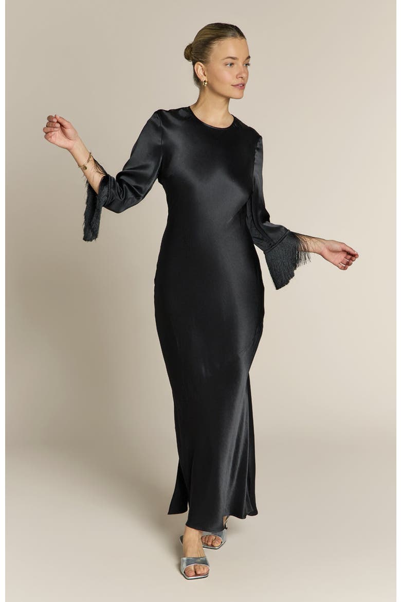 Dolly Black Fringe Sleeve Dress, Alternate, color, Black