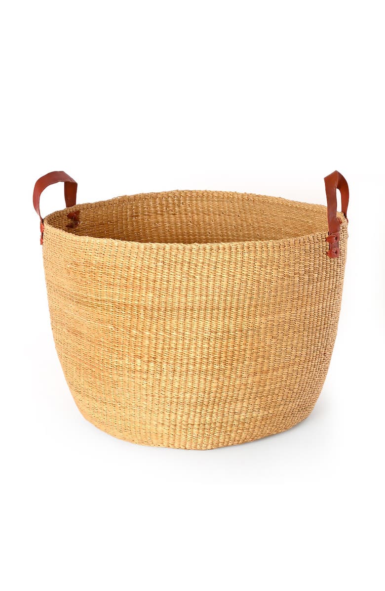 African Modern Set of Two Large Nesting Storage Baskets, Alternate, color, Chestnut