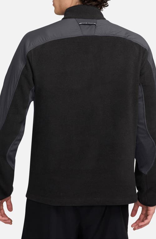 Nike Men's Trail Polartecâ® 1/4-zip Fleece Running Top In Black/anthracite