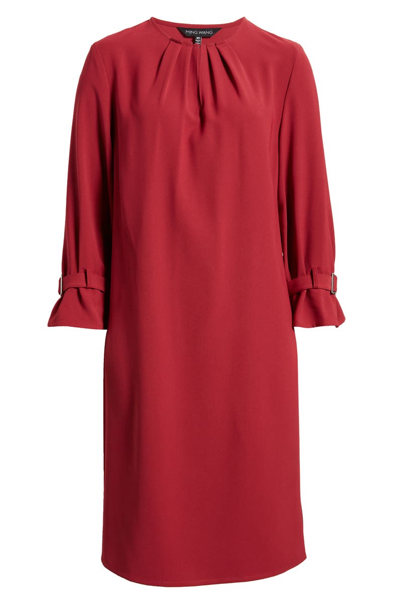Ming Wang Bell Sleeve Crepe Shift Dress, Alternate, color,