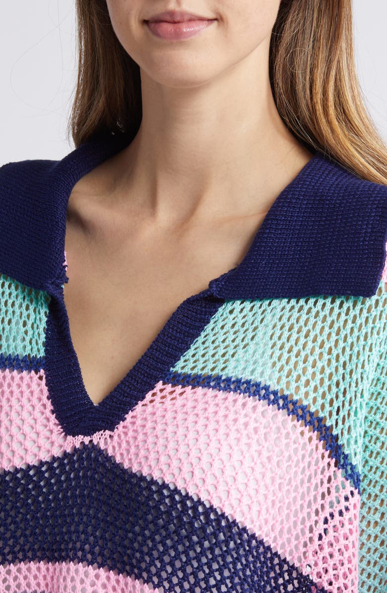 NIKKI LUND Stripe Open Stitch Sweater, Alternate, color, Blue Multi