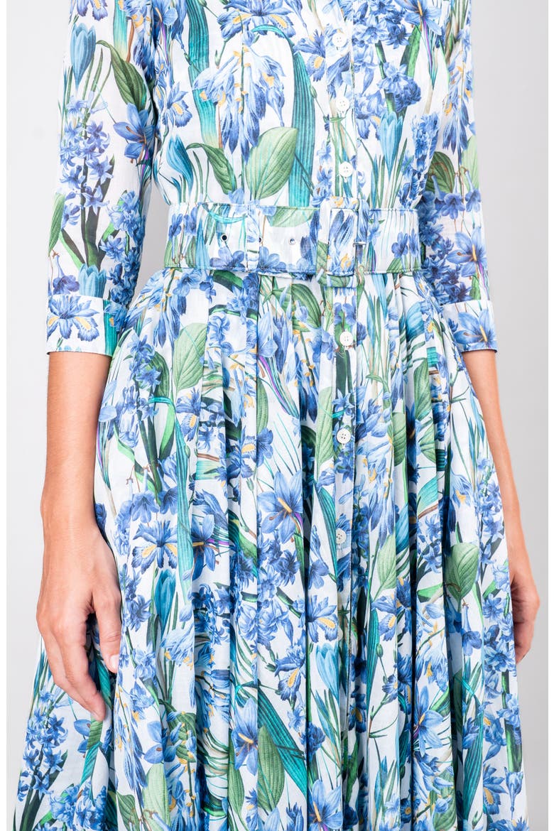 Crocus Hyancinth A-Line Midi Shirtdress, Alternate, color, White Blue