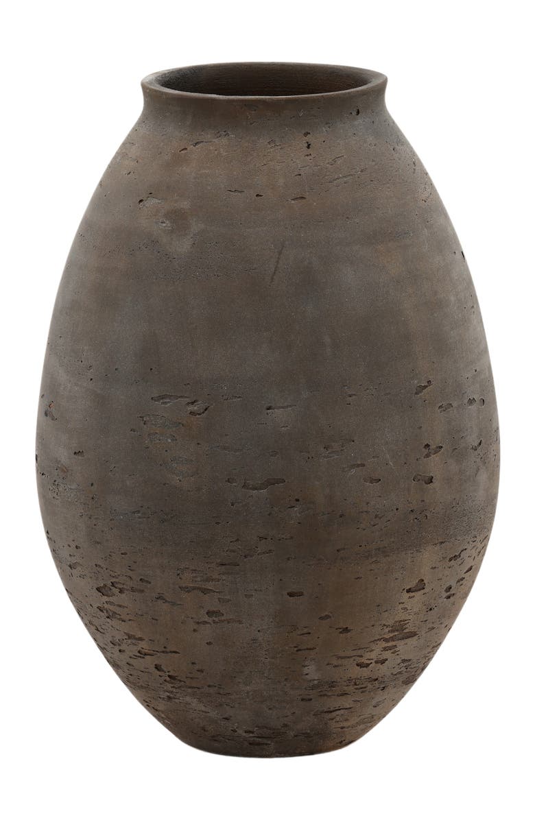 Dovetail Furniture Althea Cement Outdoor Vase, Main, color, Brown