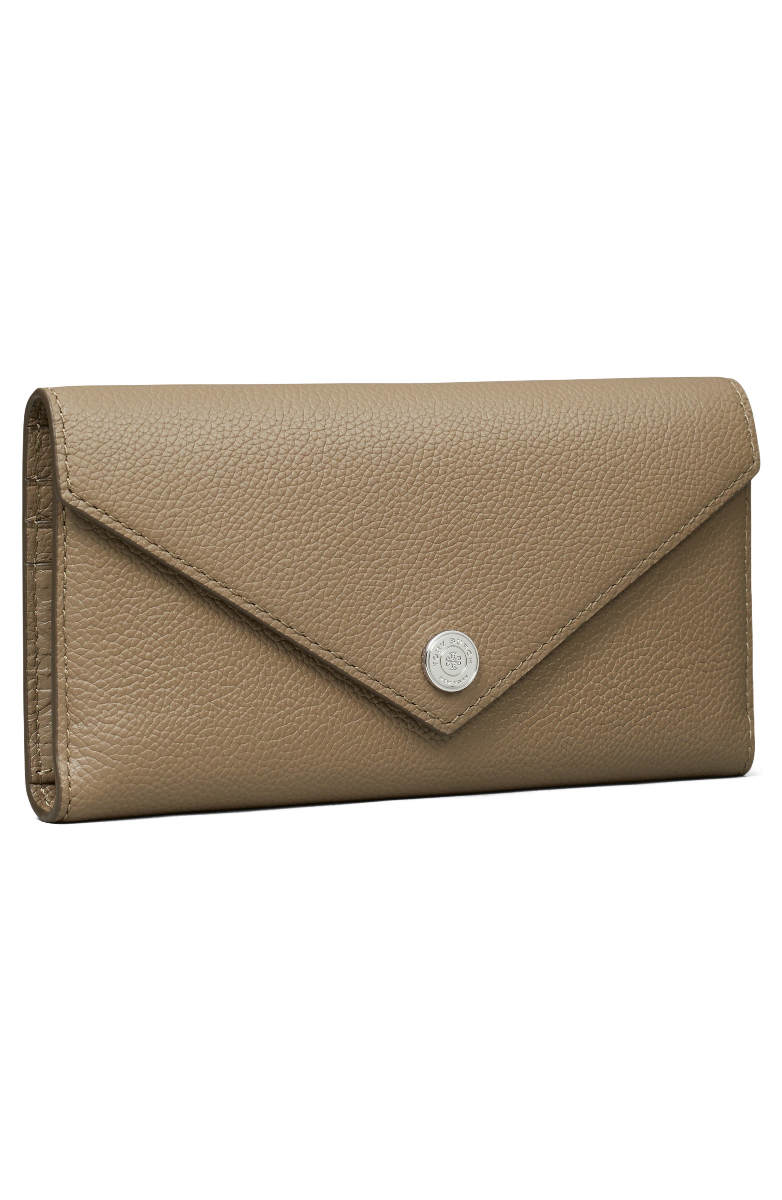 Tory Burch Long Pebble Leather Trifold Envelope Wallet (Women) | Nordstrom