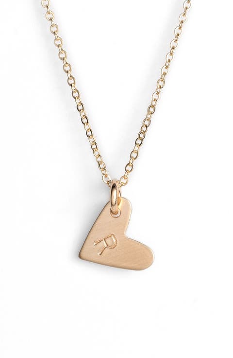 14k-Gold Fill Initial Mini Heart Pendant Necklace