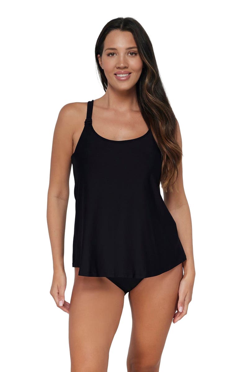 Sunsets Escape Jenna Tankini Swimsuit Top, Main, color, Black