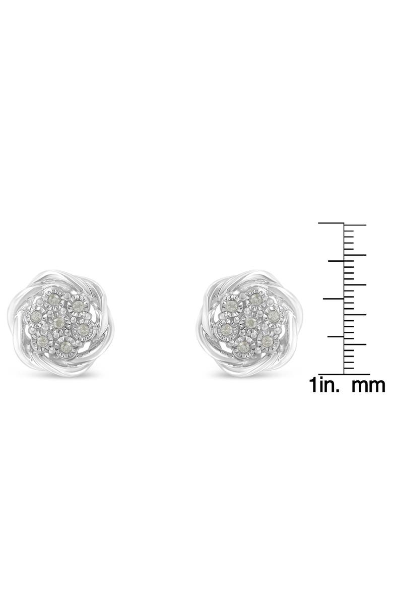 Silver Diamond Swirl Cluster Stud Earrings, Alternate, color, White