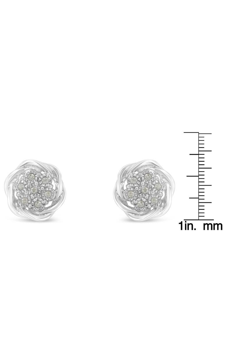 Haus of Brilliance Silver Diamond Swirl Cluster Stud Earrings, Alternate, color, White