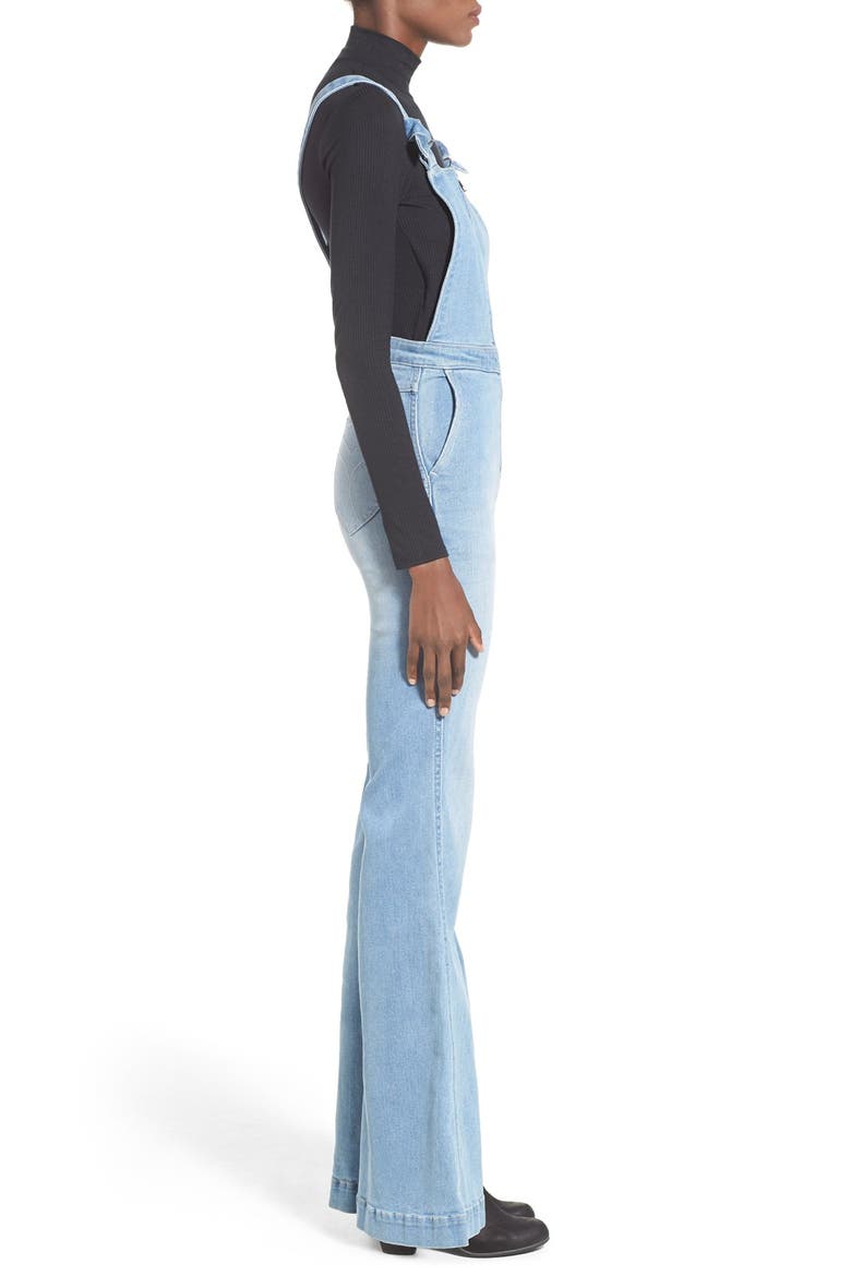 Rolla's 'East Coast' Front Zip Flare Overalls, Alternate, color, BYRON BLUE