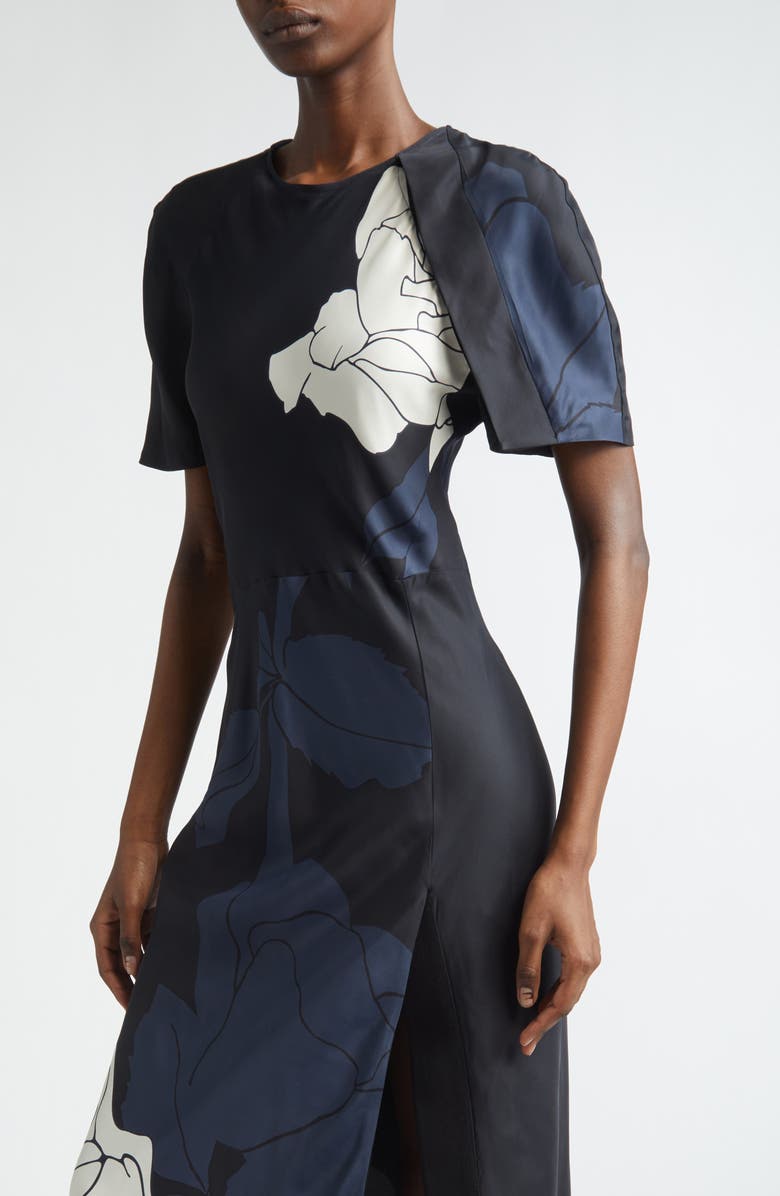 Victoria Beckham Floral Print Split Hem Midi Dress, Alternate, color, 