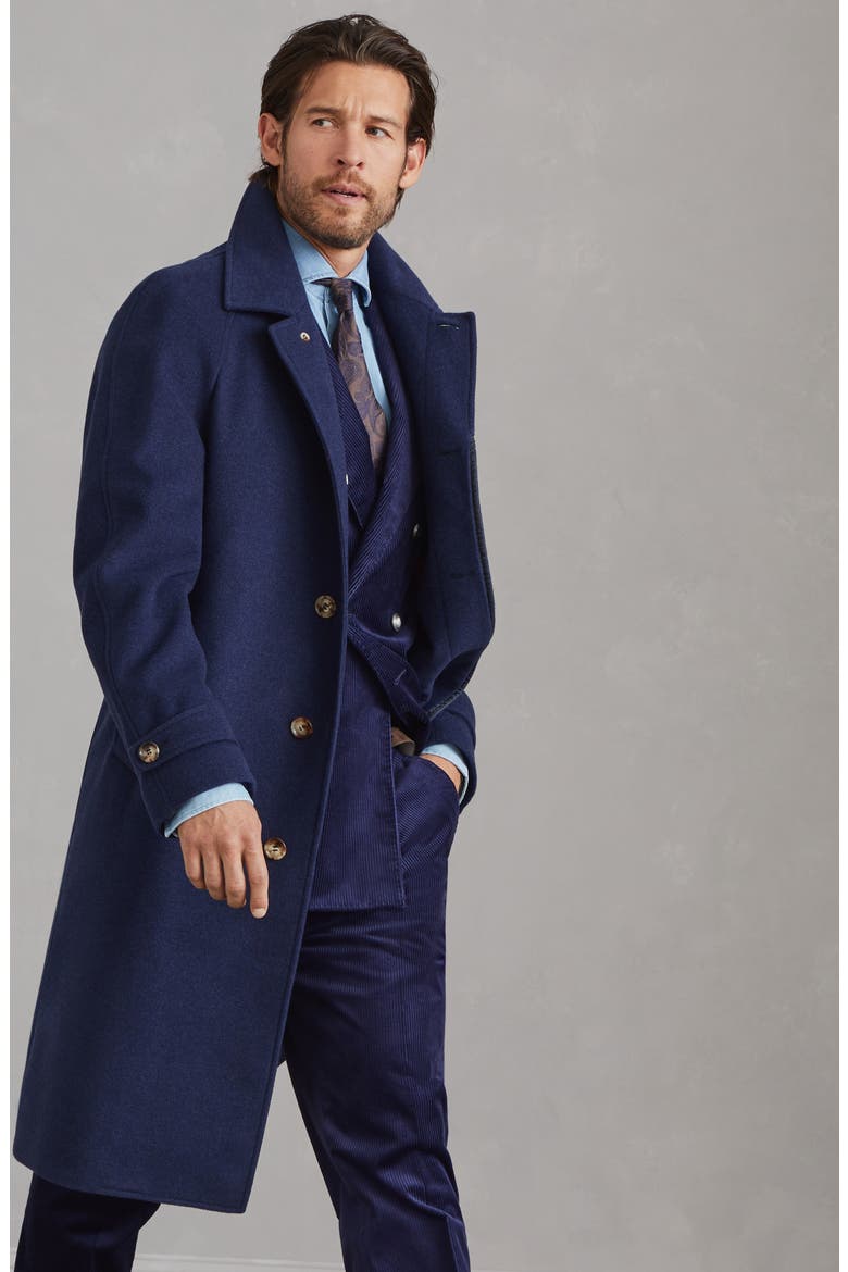 Water-resistant cashmere overcoat, Alternate, color, Blue