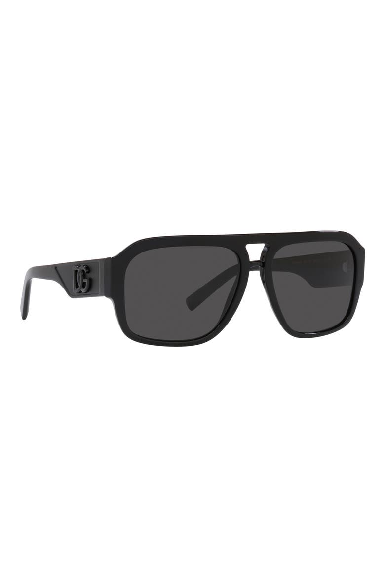 58mm Aviator Sunglasses, Alternate, color, BLACK/ DARK GREY