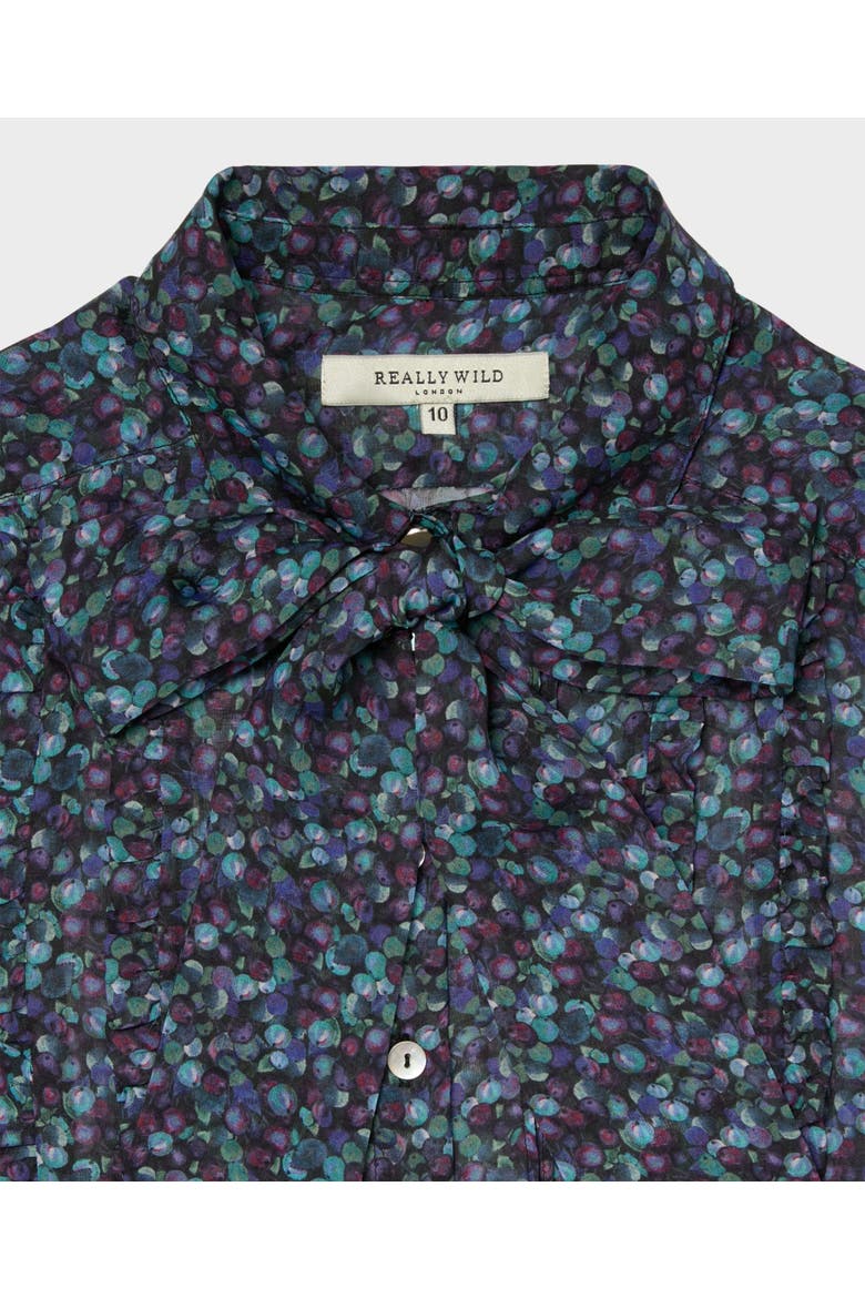 Silk Frill Tie Neck Blouse, Alternate, color, Winter Berry