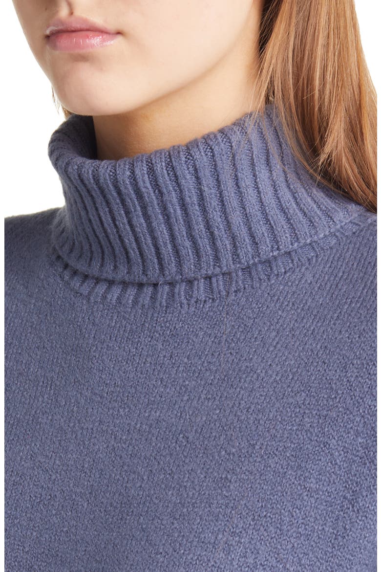 Long Sleeve Turtleneck Cotton & Wool Blend Sweater Dress, Alternate, color, BLUE VINTAGE
