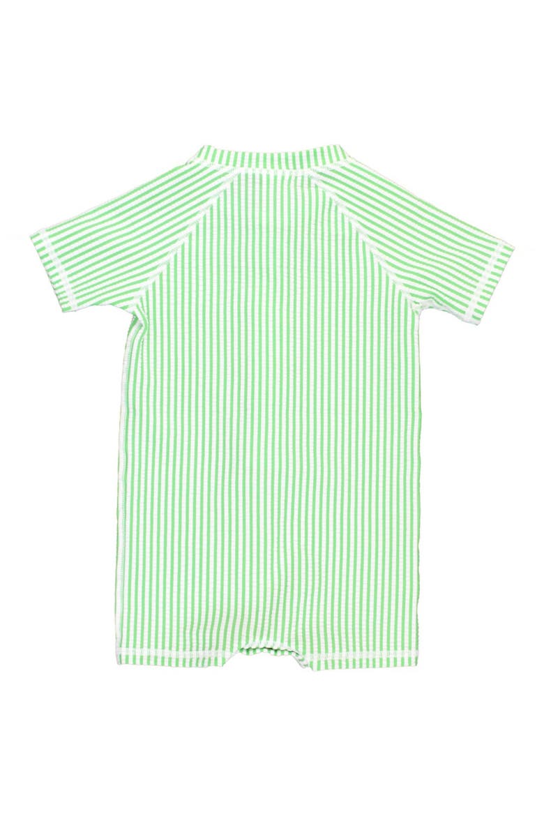 Spring Green Stripe Seersucker One-Piece Rashguard Swimsuit, Alternate, color, GREEN