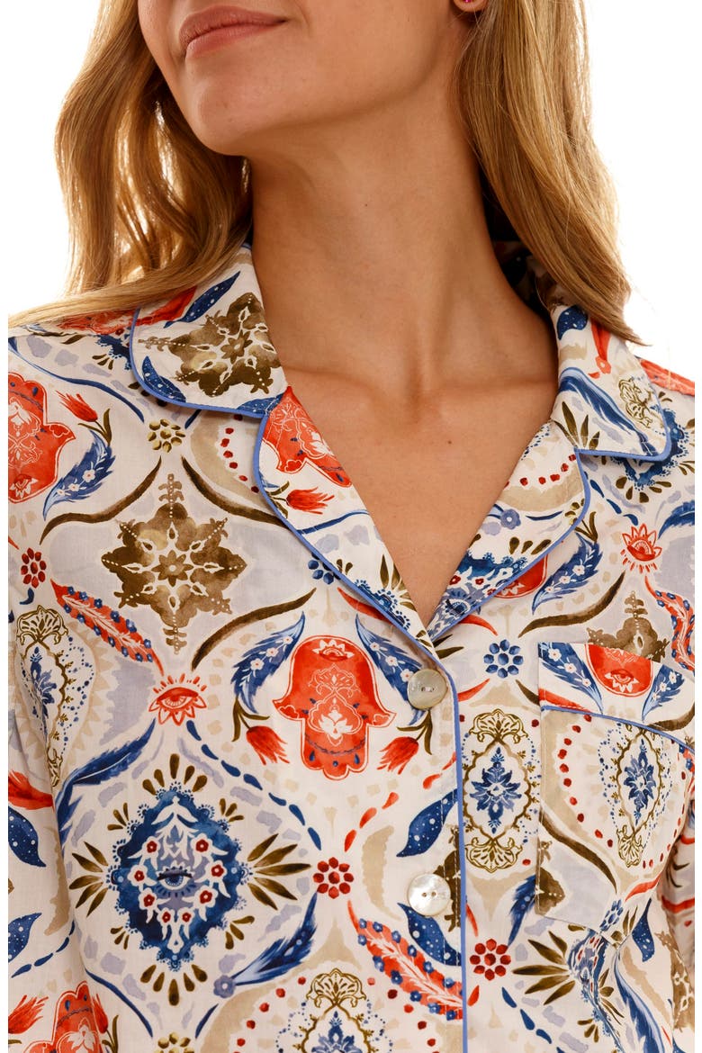 Emma Hamsa Blessing Cotton Pajamas, Alternate, color, BLUE