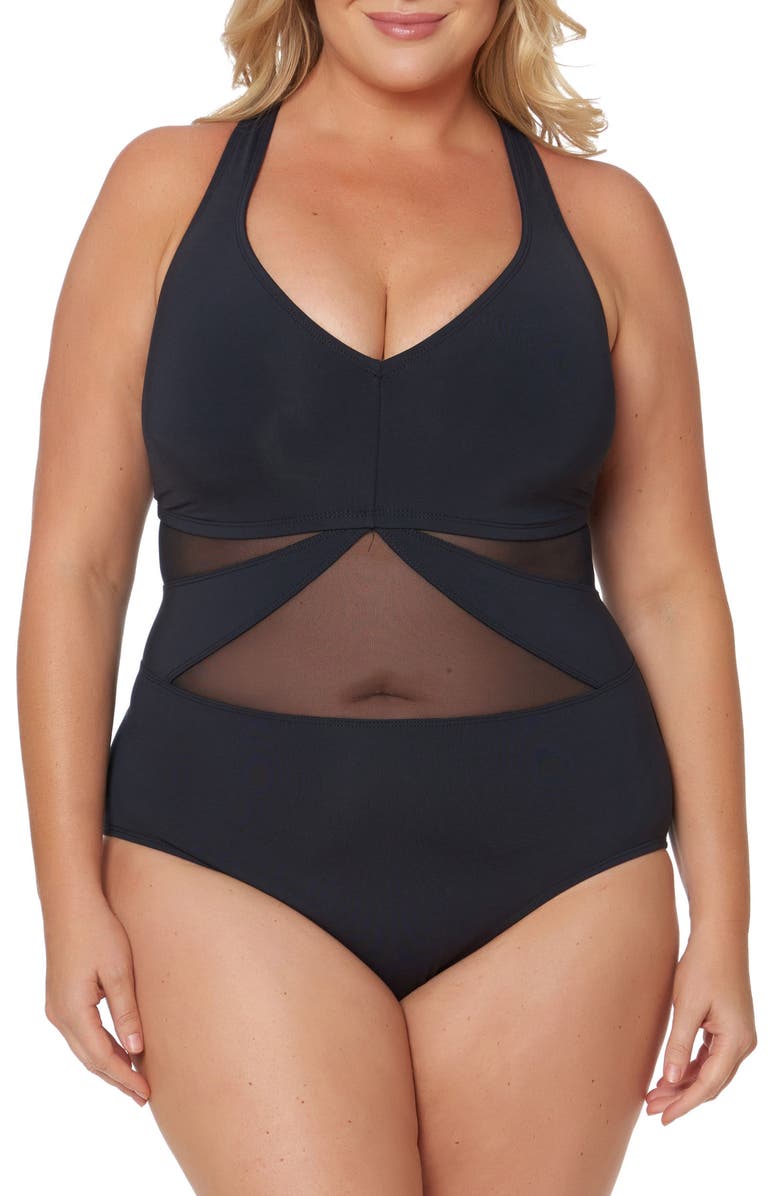 BLEU by Rod Beattie Bleu by Rob Beattie Mesh One-Piece Swimsuit, Main, color, 