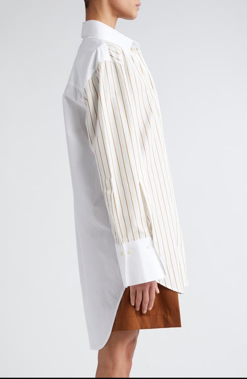 Shop Rohe Róhe Reimagined Cotton Banker Shirt In Caramel Stripe