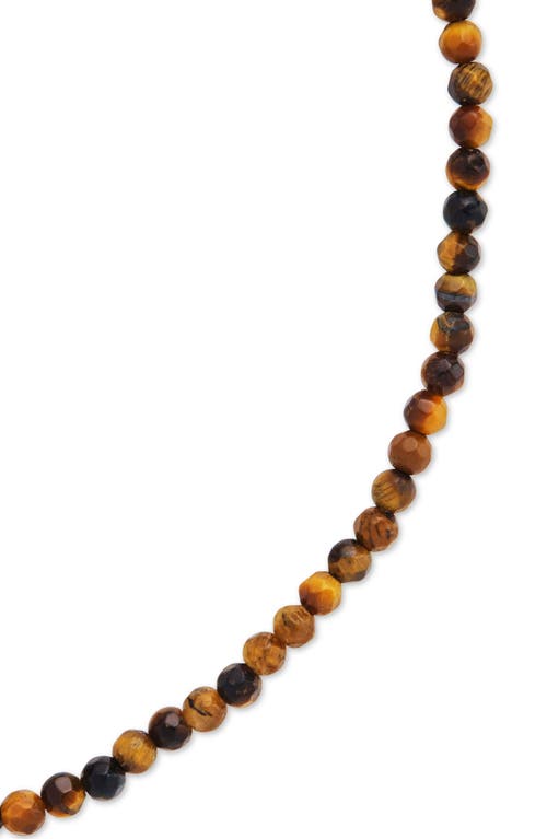 Sterling Forever Tiger's Eye Beaded Stretch Bracelet In Brown