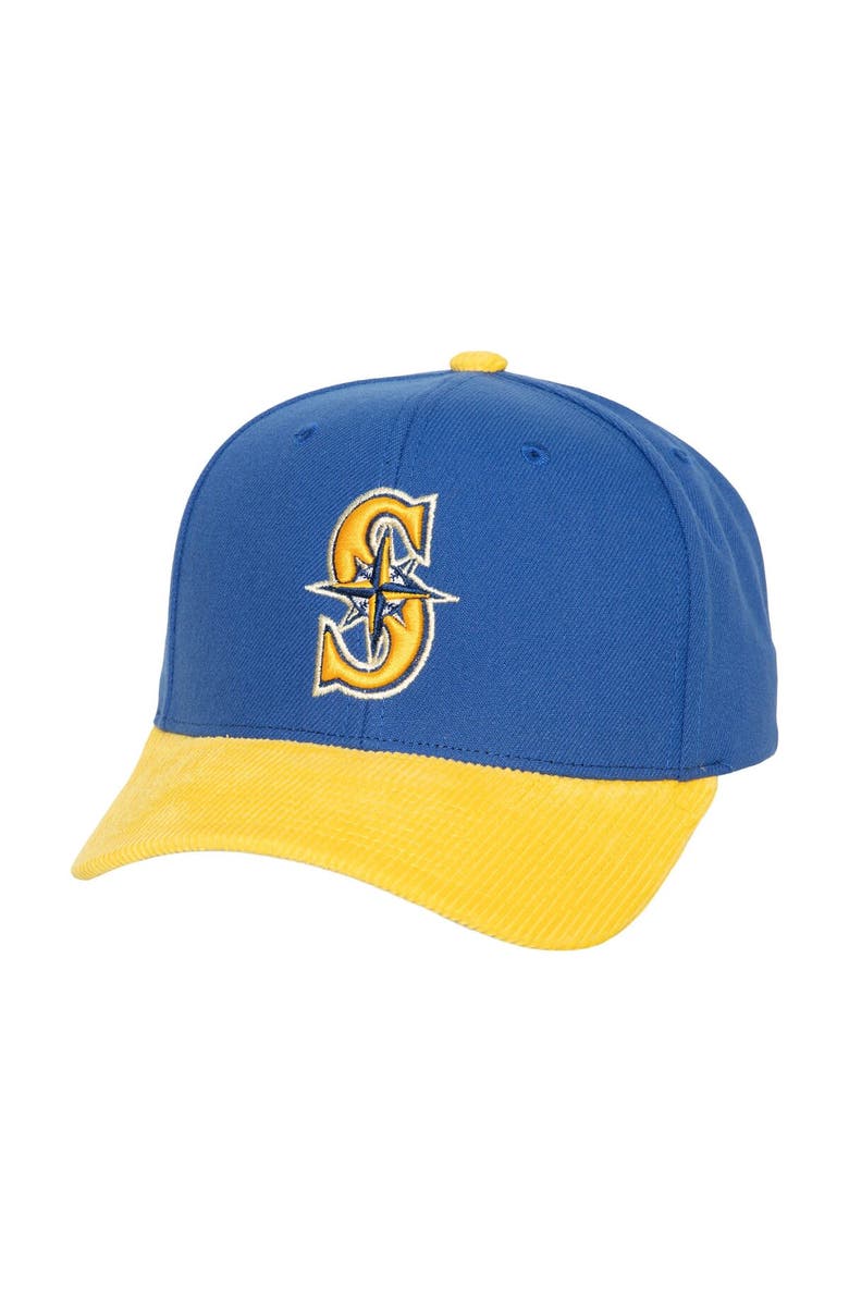 Mitchell & Ness Men's Mitchell & Ness Royal/Gold Seattle Mariners Corduroy Pro Snapback Hat, Main, color, 